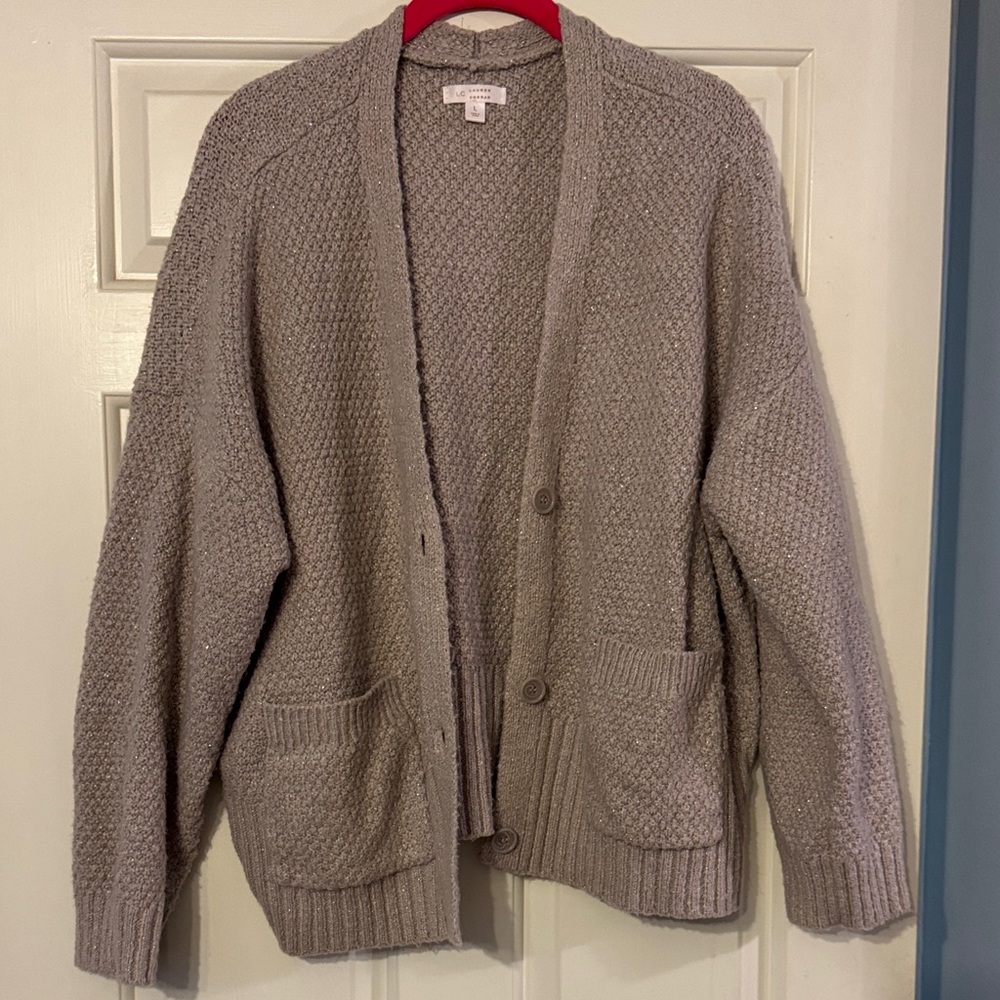 LC Lauren Conrad Textured Gray Cardigan